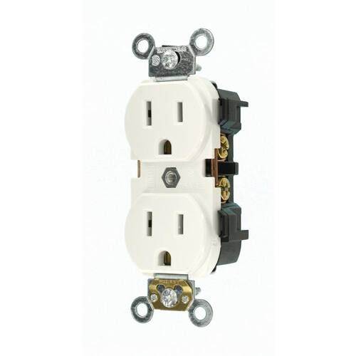 Duplex Outlet Industrial Grade Narrow-Body 15 Amp, White