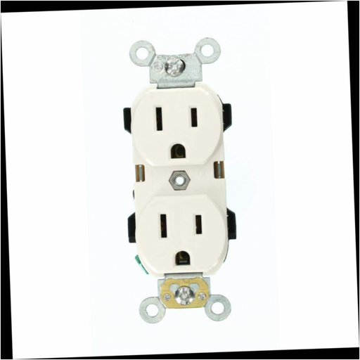 Duplex Outlet Industrial Grade Narrow-Body 15 Amp, White