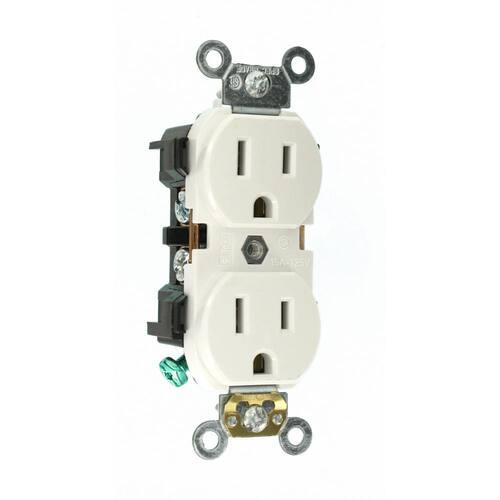 Duplex Outlet Industrial Grade Narrow-Body 15 Amp, White