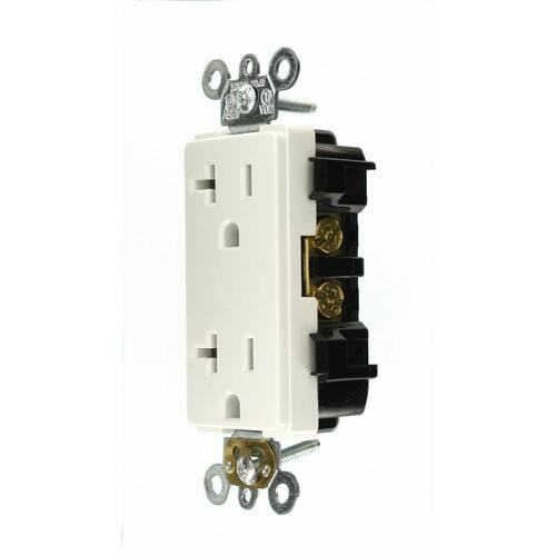 Duplex Outlet Industrial Grade 20 Amp White Decora Plus