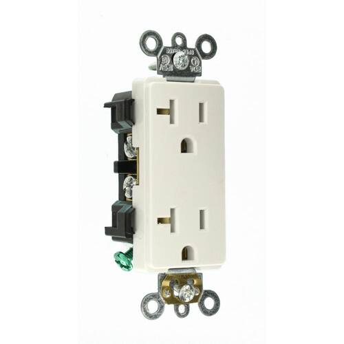 Duplex Outlet Industrial Grade 20 Amp White Decora Plus