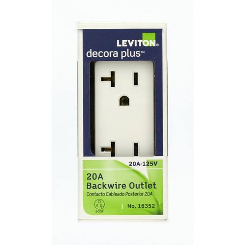 Duplex Outlet Industrial Grade 20 Amp White Decora Plus