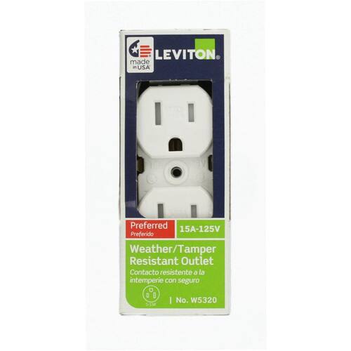 Duplex Outlet Weather and Tamper Resistant White 15 Amp