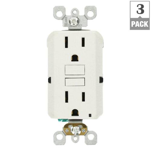 GFCI Duplex Outlet White Self-Test SmartlockPro Slim 15 Amp (3-Pack)