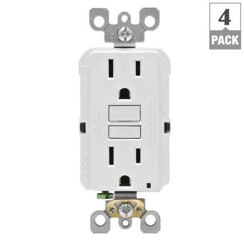 GFCI Outlet 15 Amp 125-Volt Duplex Self-Test Slim White (4-Pack)