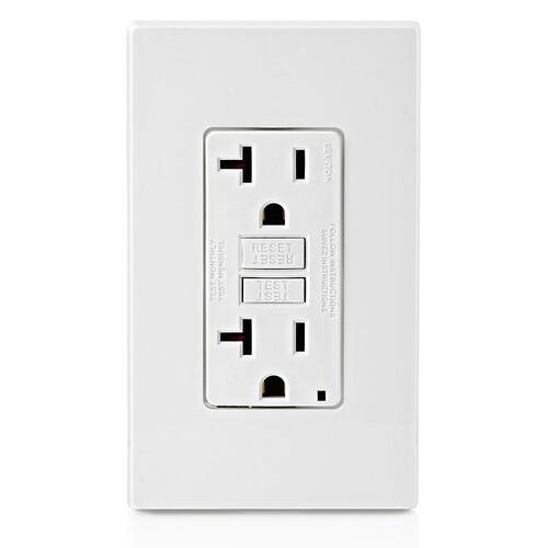 Slim GFCI Outlet 20 Amp 125-Volt Duplex Self-Test White (4-Pack)