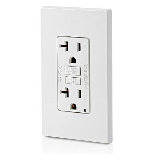 Slim GFCI Outlet 20 Amp 125-Volt Duplex Self-Test White (4-Pack)