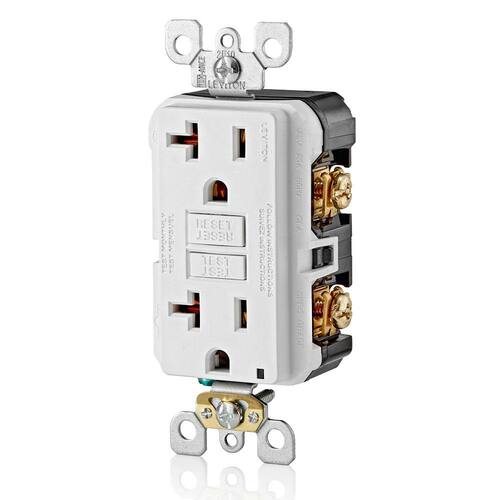 Slim GFCI Outlet 20 Amp 125-Volt Duplex Self-Test White (4-Pack)