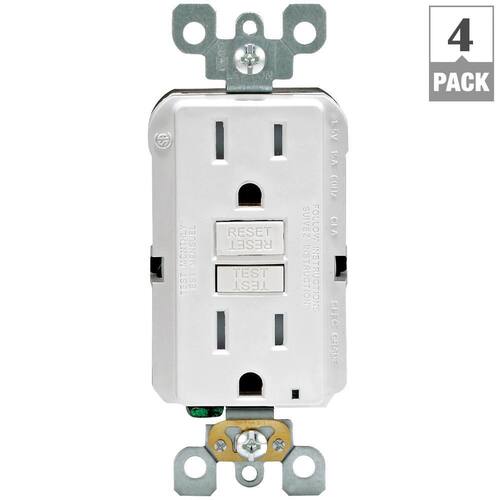 GFCI Outlet White 15 Amp 125-Volt Duplex Tamper Resistant SmarTest Self-Test SmartlockPro (4-Pack)