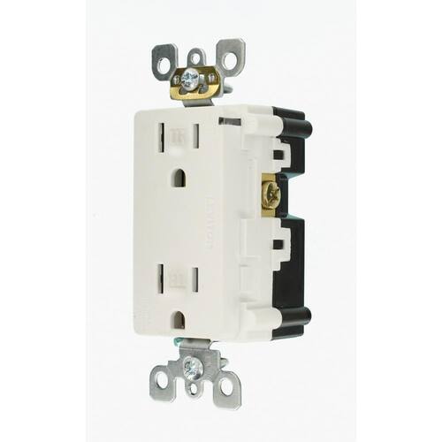 Outlet Duplex 15 Amp Commercial Grade Tamper Resistant Decora with Surge Suppressor, White