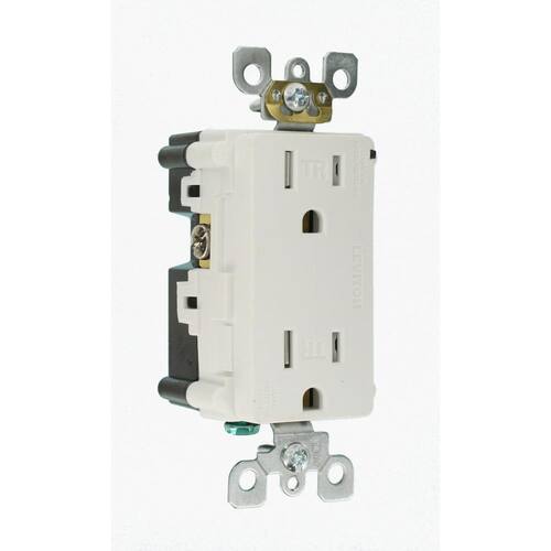 Outlet Duplex 15 Amp Commercial Grade Tamper Resistant Decora with Surge Suppressor, White