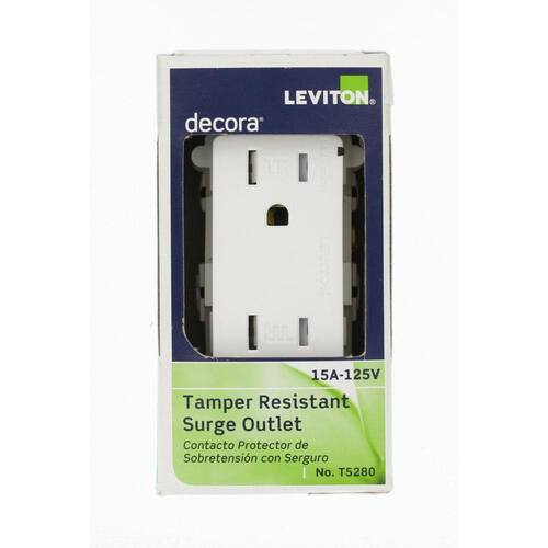 Outlet Duplex 15 Amp Commercial Grade Tamper Resistant Decora with Surge Suppressor, White