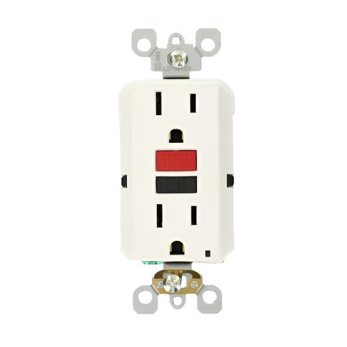 GFCI Outlet Self-Test SmartlockPro Slim Duplex White 15 Amp