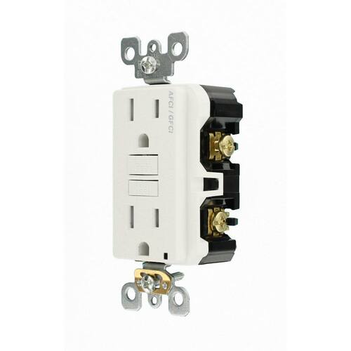 Outlet 15 Amp 125-Volt Duplex Self-Test SmartlockPro Tamper Resistant AFCI/GFCI Dual Function White