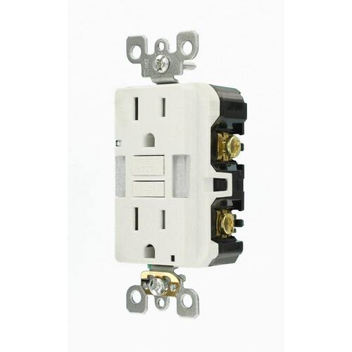 GFCI Outlet Combo Duplex with Guide Light and Tamper Resistant 15 Amp Self-Test SmartlockPro, White