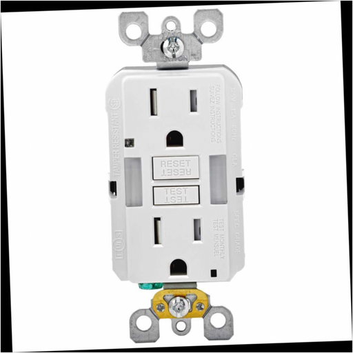 GFCI Outlet Combo Duplex with Guide Light and Tamper Resistant 15 Amp Self-Test SmartlockPro, White