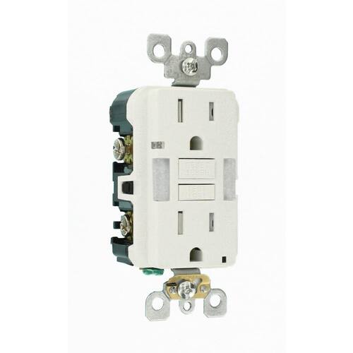 GFCI Outlet Combo Duplex with Guide Light and Tamper Resistant 15 Amp Self-Test SmartlockPro, White