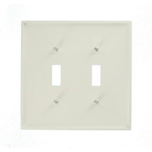 Wall Plate 2-Gang Toggle White (1-Pack)