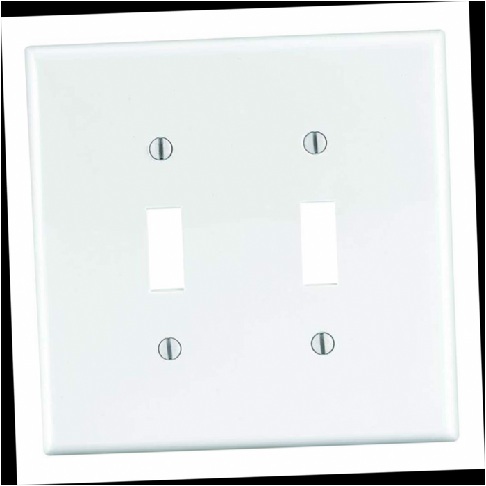 Wall Plate 2-Gang Toggle White (1-Pack)