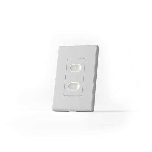 Light Switch Smart Wi-Fi Touch 1-Pole 2-Buttons White Works with Alexa/Hey Google/HomeKit/Siri