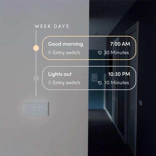 Smart Wi-Fi Touch Light Switch 1-Pole 4-Buttons White Works with Alexa/Hey Google/HomeKit/Siri