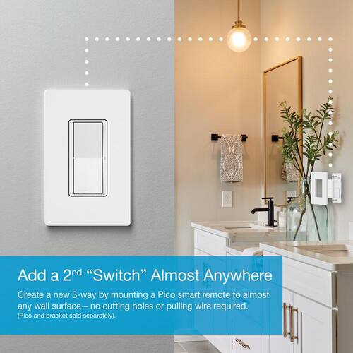 Smart Switch On/Off Control of Lights/Fans, 5-Amp/Neutral Wire Required, White for Caseta Claro (DVRF-5NS-WH-R)