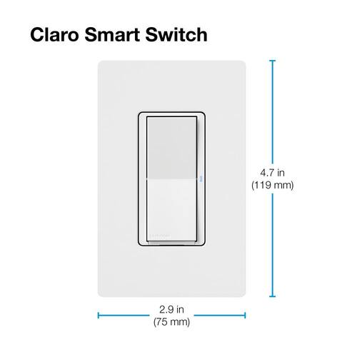 Smart Switch On/Off Control of Lights/Fans, 5-Amp/Neutral Wire Required, White for Caseta Claro (DVRF-5NS-WH-R)