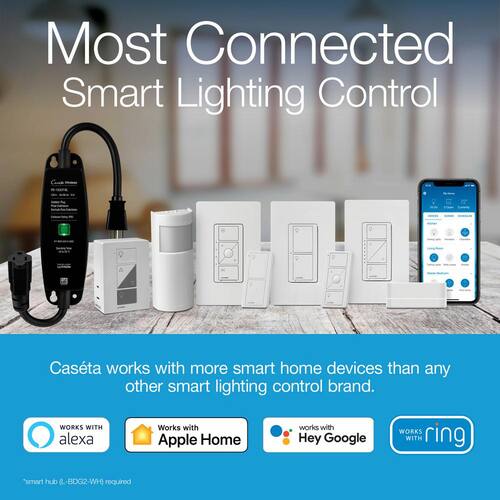 Smart Switch Kit 3 Way for All Bulbs or Fans, White 5A/Neutral Wire Required, with Remote/Bracket (P-PKG1WS-WH) 5