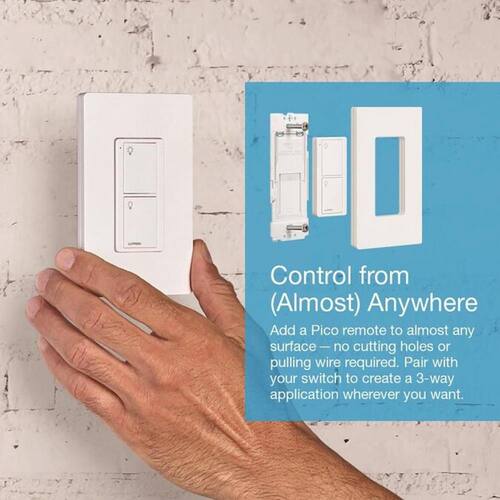 Smart Switch Kit 3 Way for All Bulbs or Fans, White 5A/Neutral Wire Required, with Remote/Bracket (P-PKG1WS-WH) 2