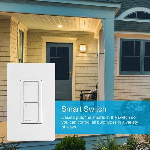 Smart Switch 5A for All Bulb Types or Fans Neutral Wire Required White PD-5ANS-WH-R Caseta