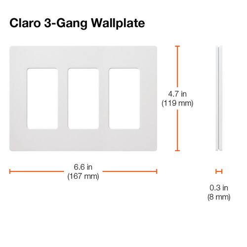 Wall Plate 3 Gang for Decorator/Rocker Switches Gloss White 1-Pack