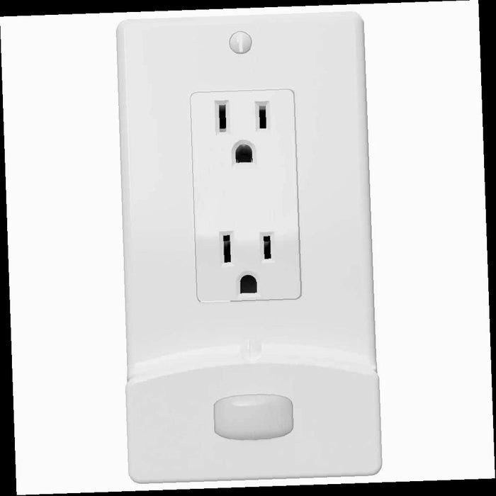 Outlet Wall Plate, White 1-Gang Motion Activated Decor Plastic Wall Plate with Built-In Nightlight