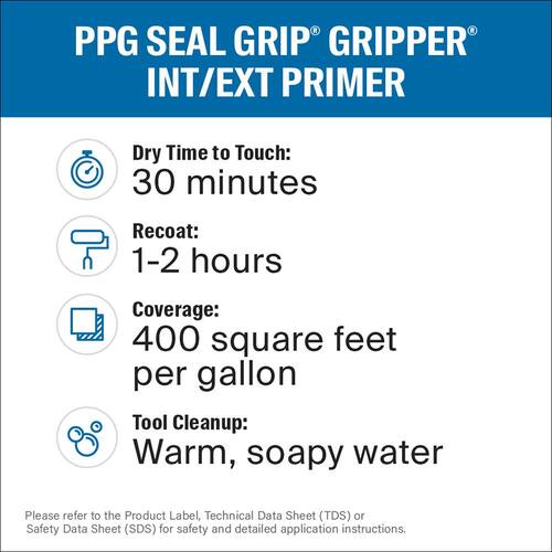 Interior/Exterior Primer Sealer, Acrylic, SEAL GRIP Gripper, White, 1 gal.