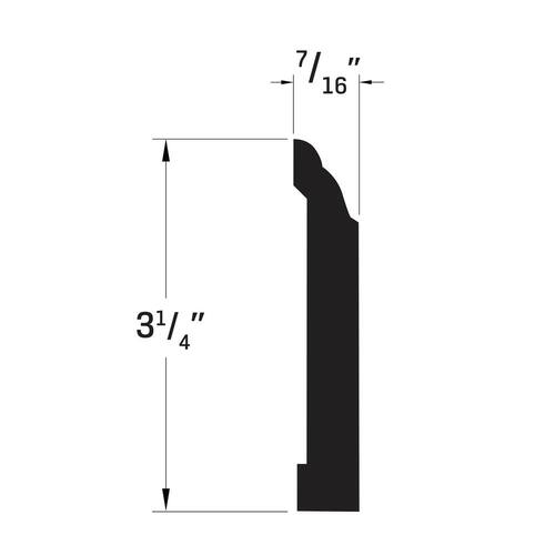 Baseboard Moulding Colonial Finished PVC White 7/16 in. x 3-1/4 in. x 96 in. (1-Piece ??? 8 Total Linear Feet), 8 ft.