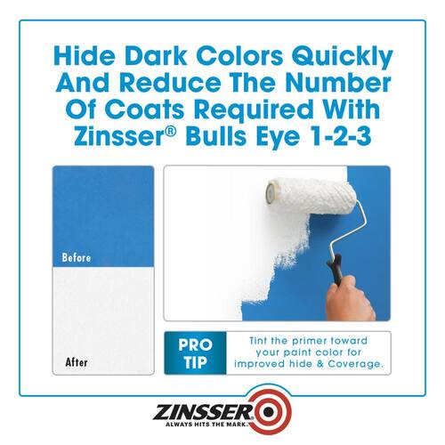 Interior/Exterior Primer and Sealer, Water-Based, White, Bulls Eye 1-2-3, 1 Gal.