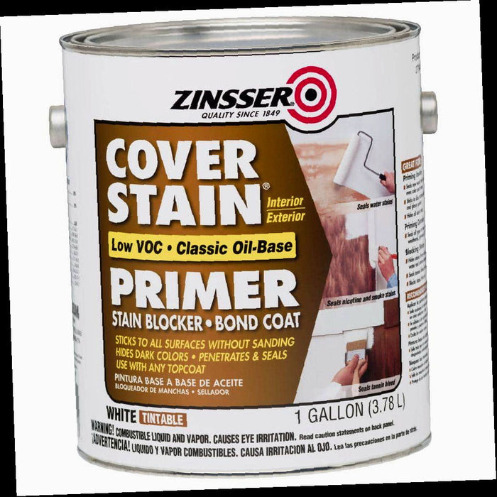 Interior/Exterior Primer and Sealer, Classic Oil-Based, Low VOC, Cover Stain, White, 1 gal.