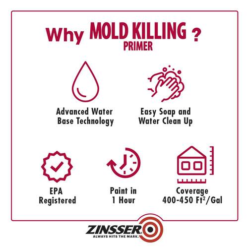 Interior/Exterior Primer, Mold Killing, 1 gal.