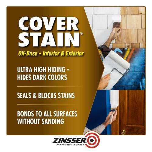 Interior/Exterior Primer and Sealer, Oil-Based, Cover Stain, White, 1 qt.