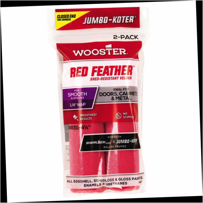 Roller 4-1/2 in. x 1/4 in. Velour Fabric Red Feather Jumbo-Koter (2-Pack)